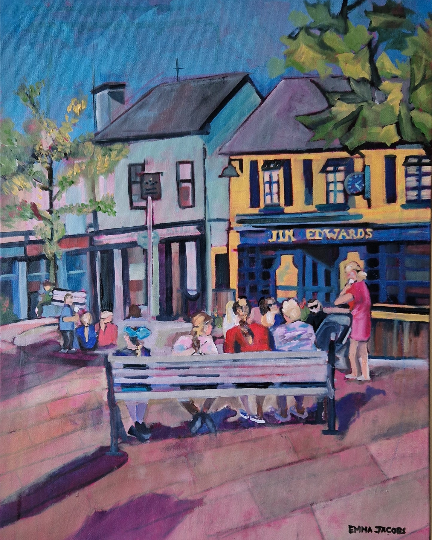 Original oil painting of Jim Edwards restaurant on Market Square, Kinsale, West Cork, by Emma Jacobs