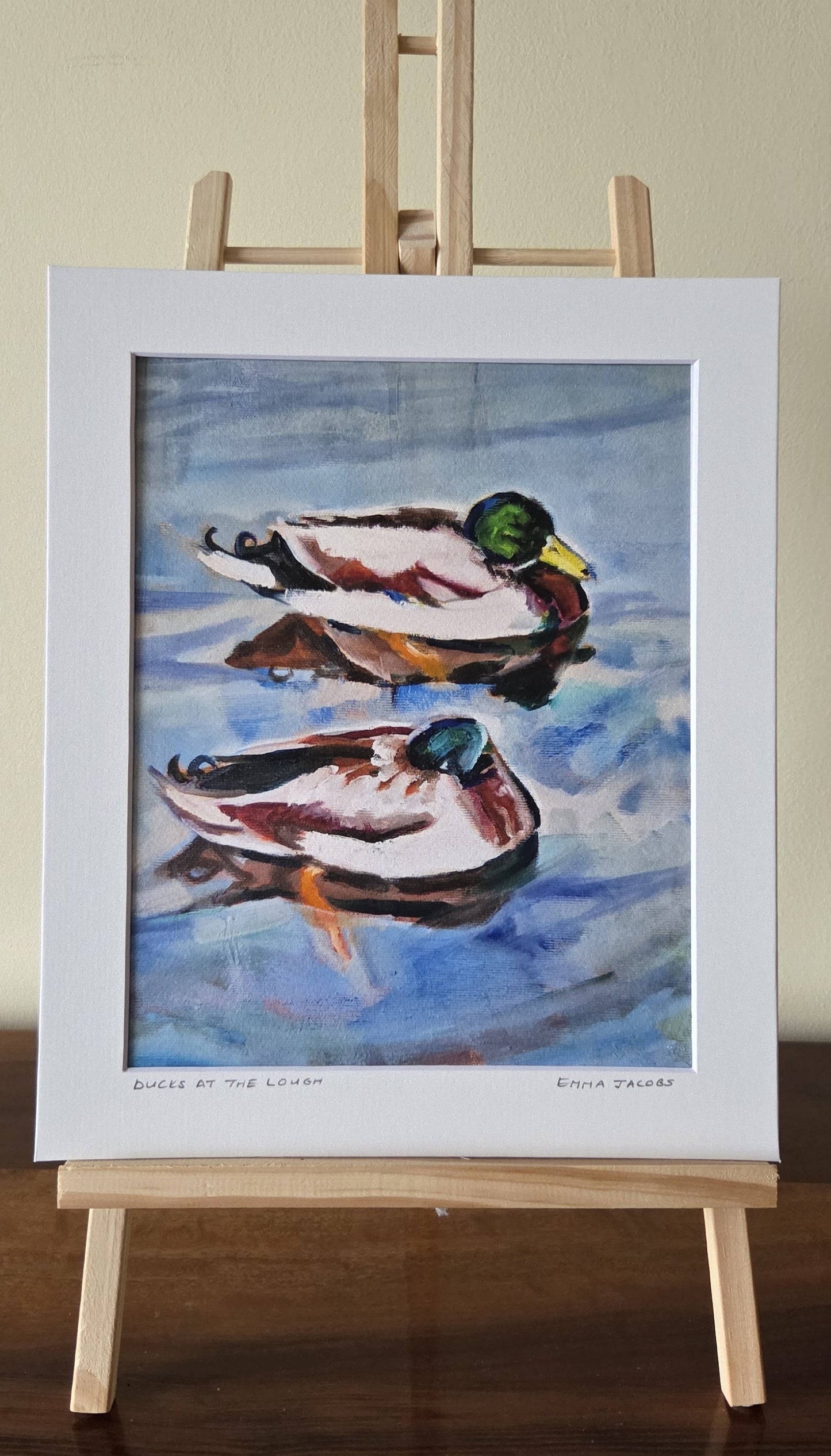 Mounted fine art print of ducks at the Lough, Cork City, Ireland, by Emma Jacobs