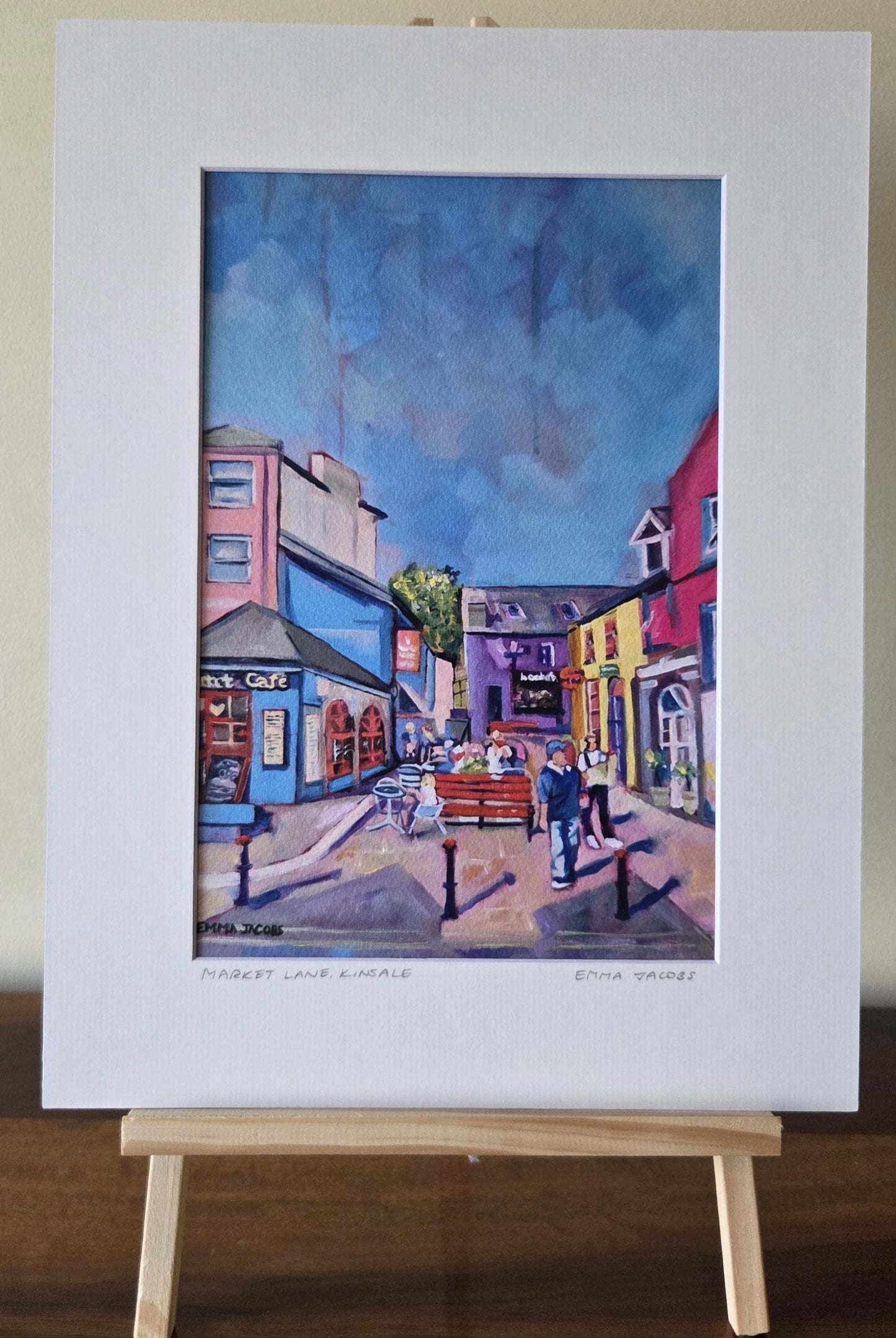 Mounted fine art print of Market Lane street scene, Kinsale West Cork, Ireland, by Emma Jacobs