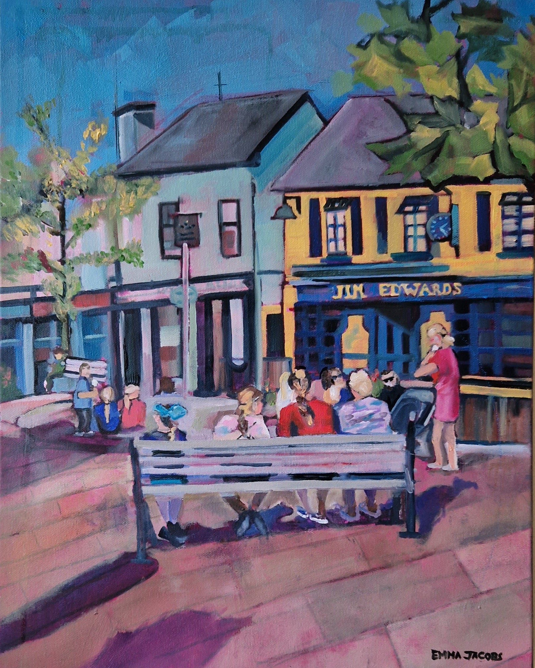Original oil painting of Jim Edwards restaurant on Market Square, Kinsale, West Cork, by Emma Jacobs