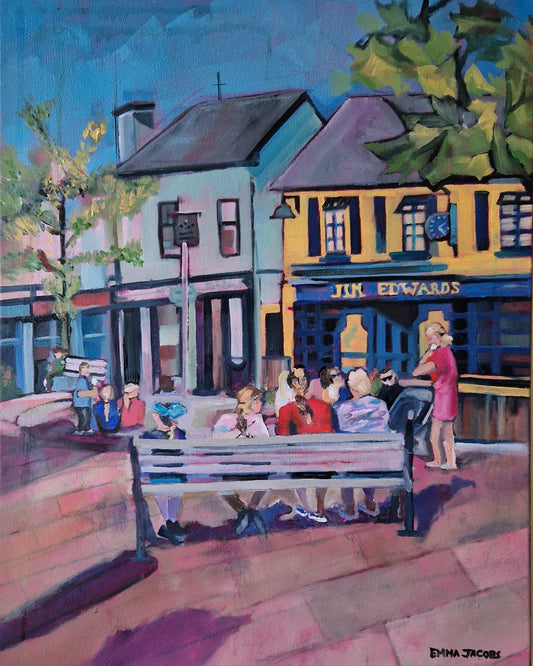 Original oil painting of Jim Edwards restaurant on Market Square, Kinsale, West Cork, by Emma Jacobs