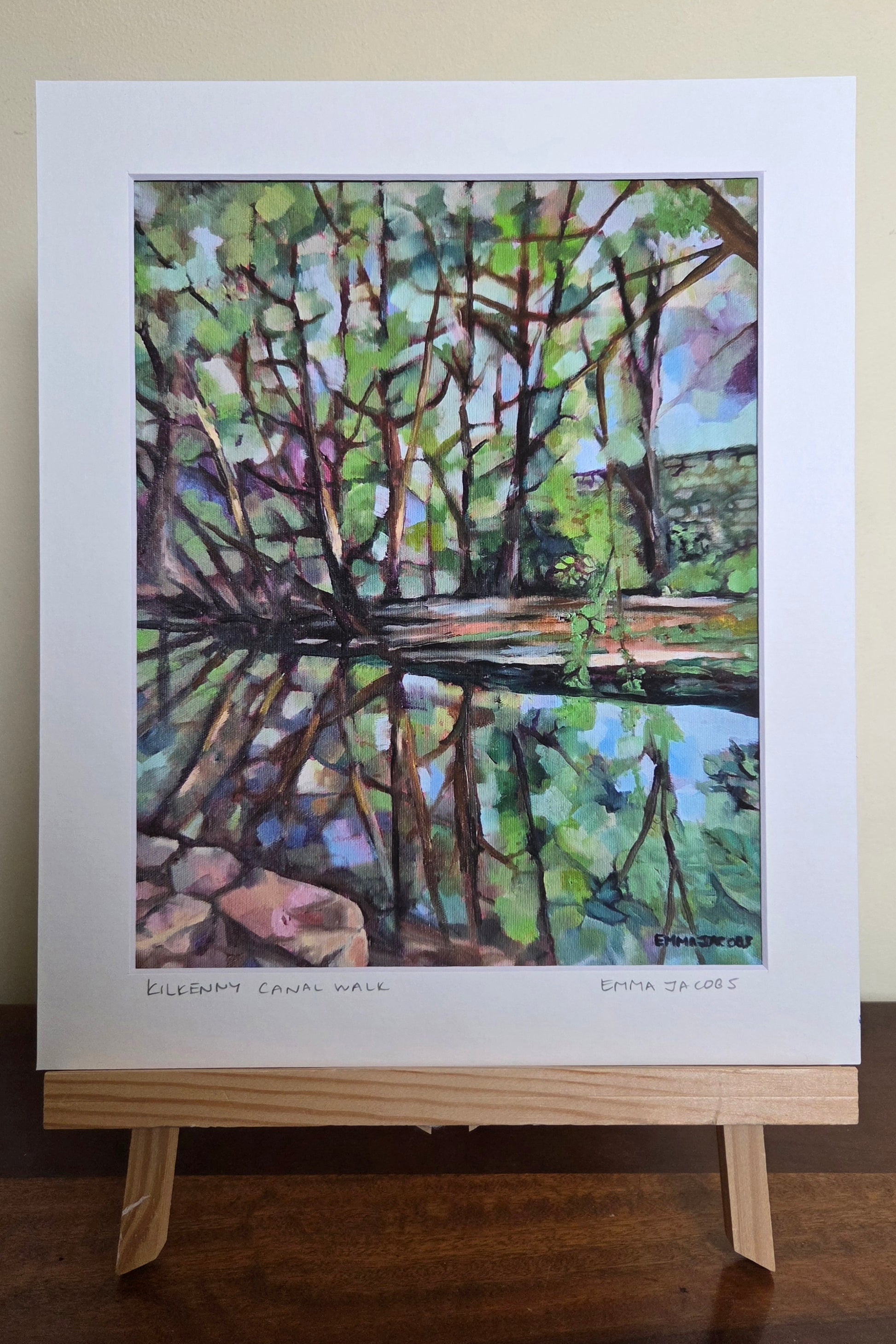 Mounted fine art print of a canal walk in Kilkenny, Ireland, by Emma Jacobs
