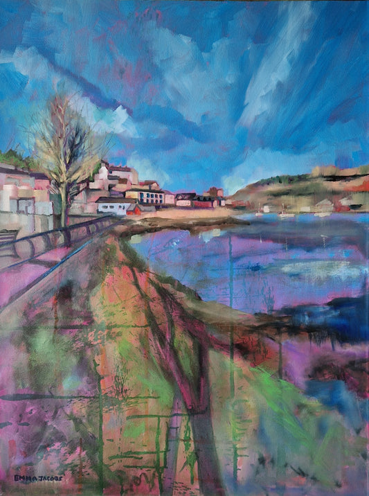 Original oil painting of winter shadows in Crosshaven, County Cork, Ireland, by Emma Jacobs